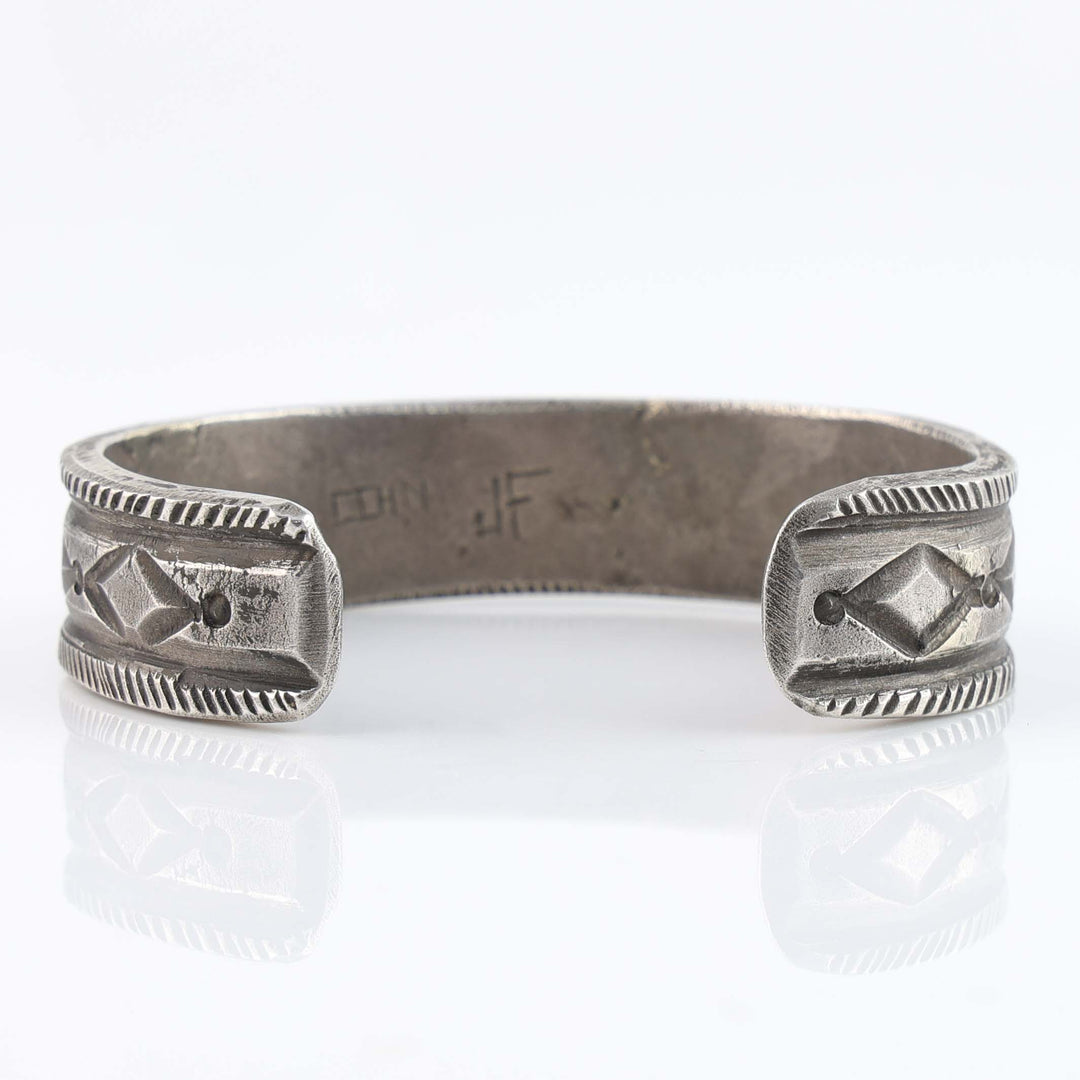Turquoise and Coin Silver Cuff