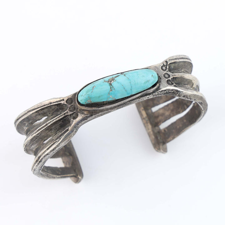 Turquoise and Coin Silver Cuff