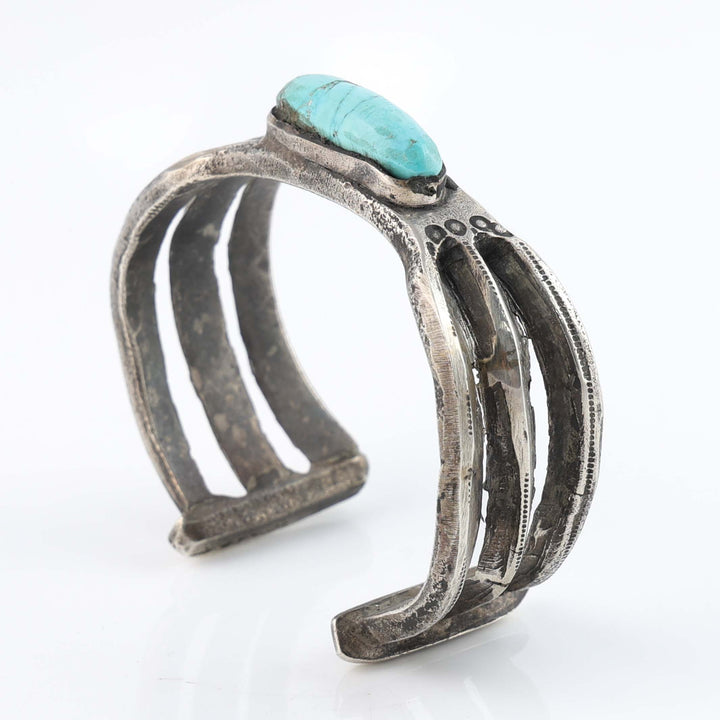 Turquoise and Coin Silver Cuff