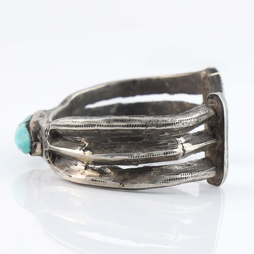 Turquoise and Coin Silver Cuff