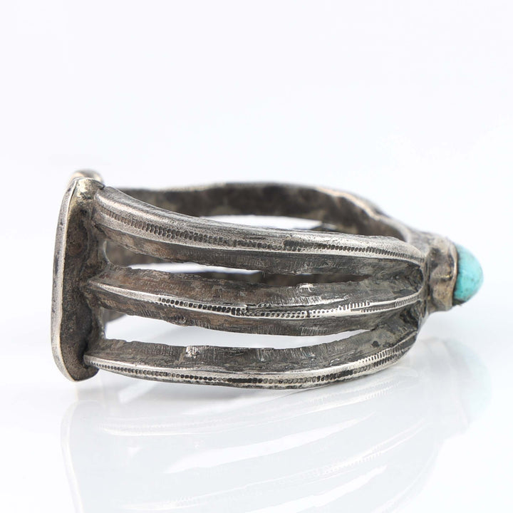 Turquoise and Coin Silver Cuff