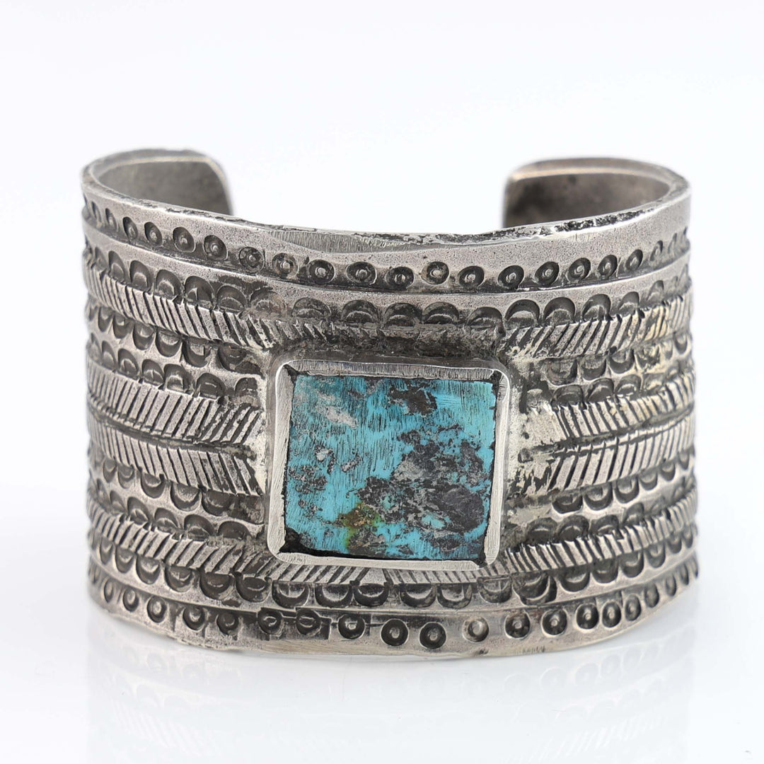 Turquoise and Coin Silver Cuff