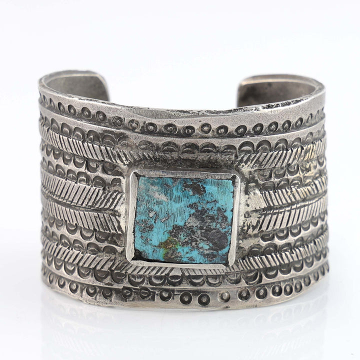 Turquoise and Coin Silver Cuff