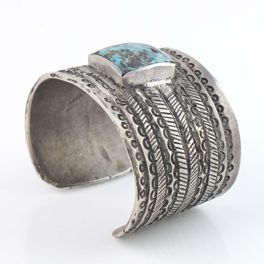 Turquoise and Coin Silver Cuff
