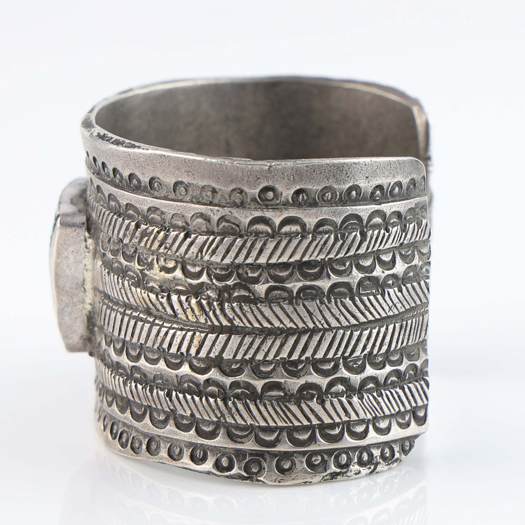 Turquoise and Coin Silver Cuff