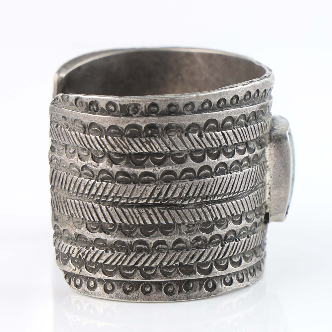 Turquoise and Coin Silver Cuff