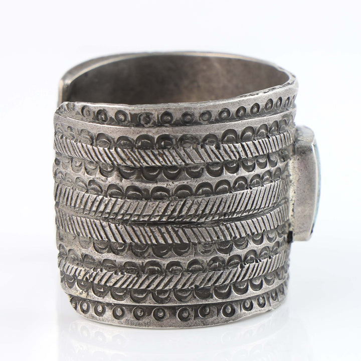 Turquoise and Coin Silver Cuff