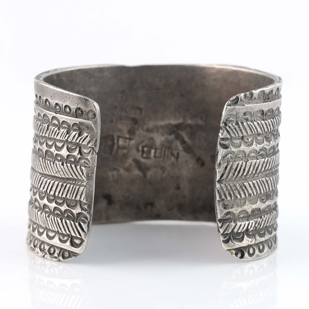Turquoise and Coin Silver Cuff