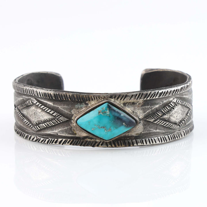 Turquoise and Coin Silver Cuff