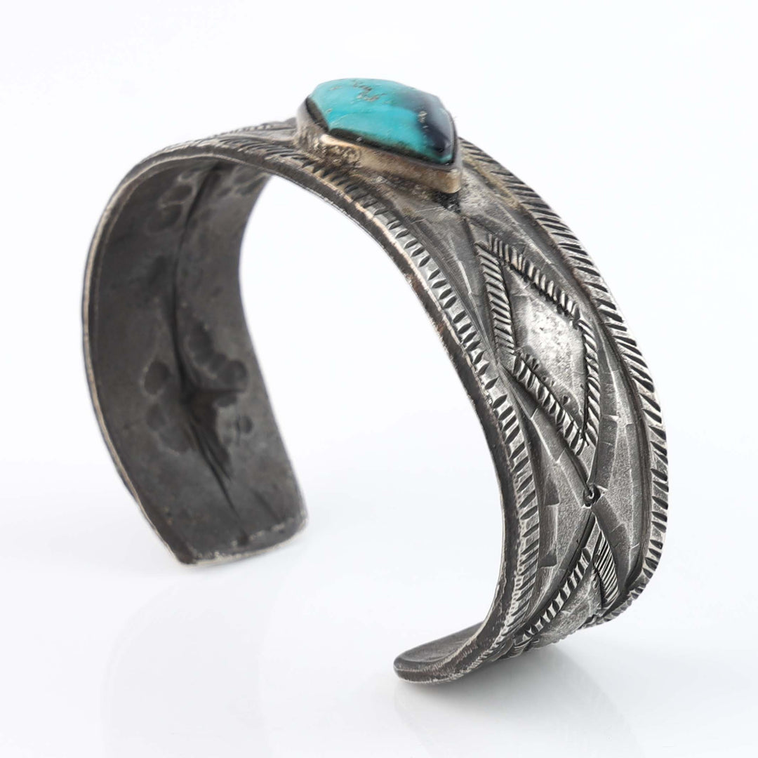 Turquoise and Coin Silver Cuff