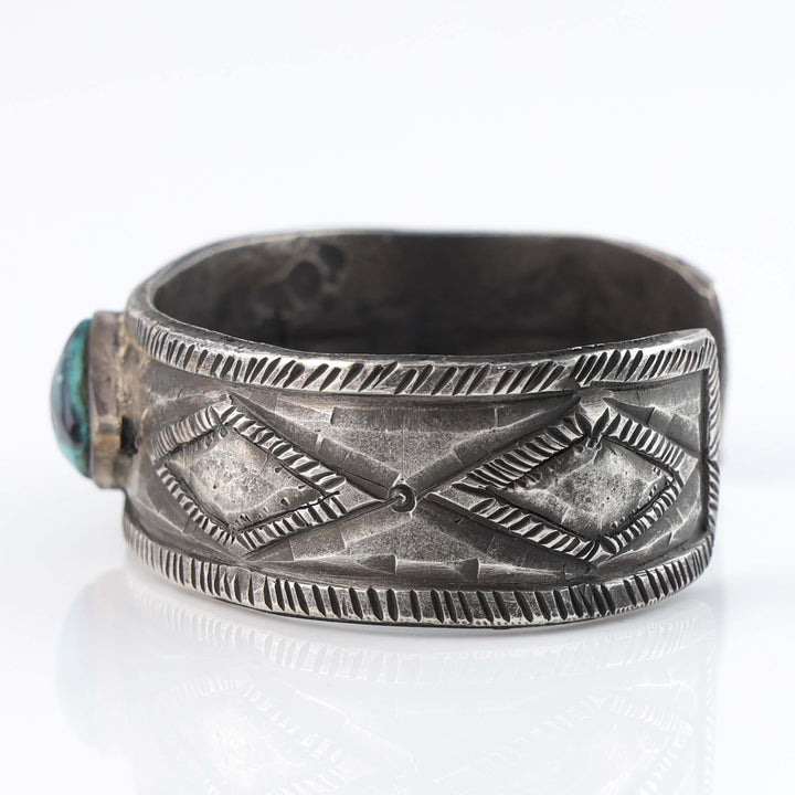 Turquoise and Coin Silver Cuff
