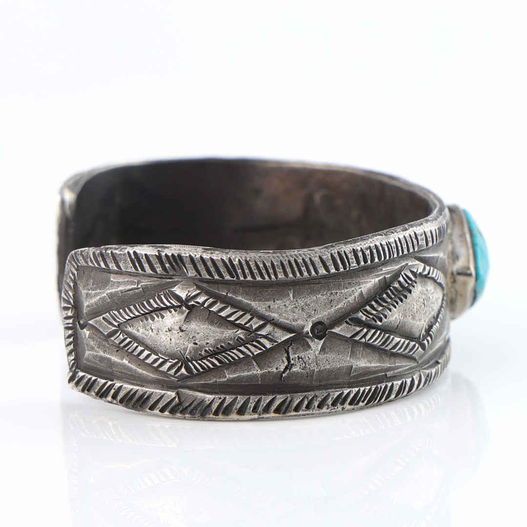 Turquoise and Coin Silver Cuff