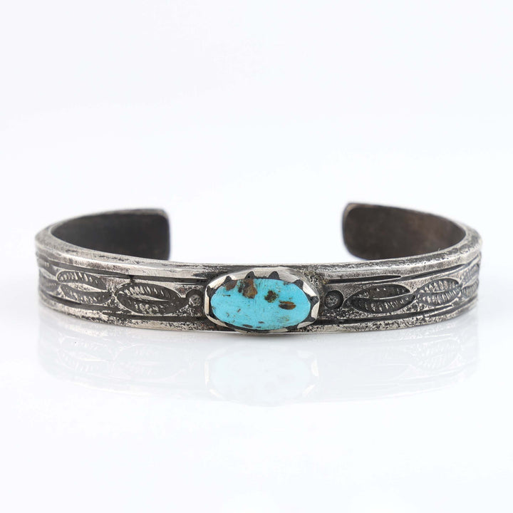 Turquoise and Coin Silver Cuff