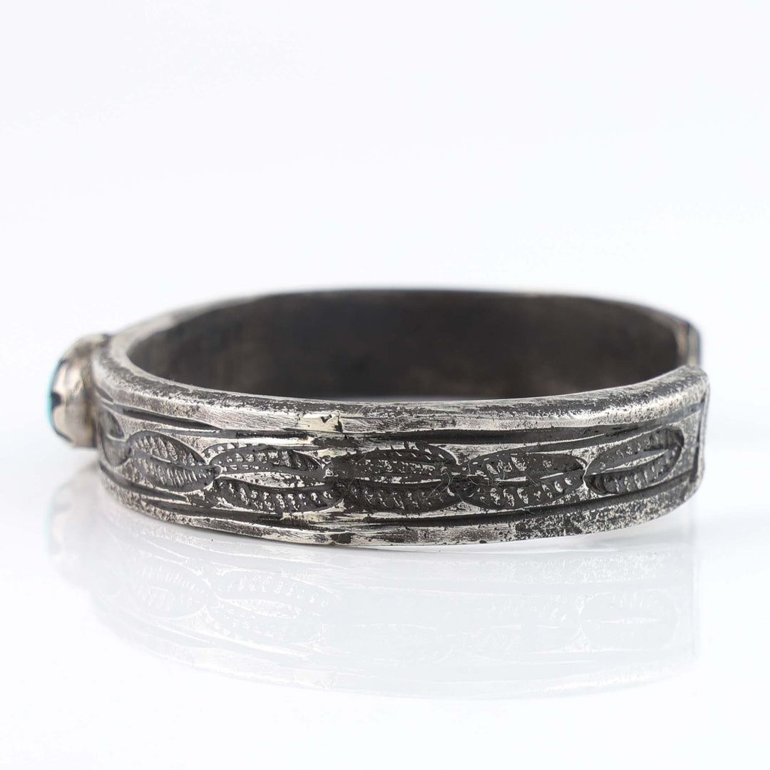 Turquoise and Coin Silver Cuff