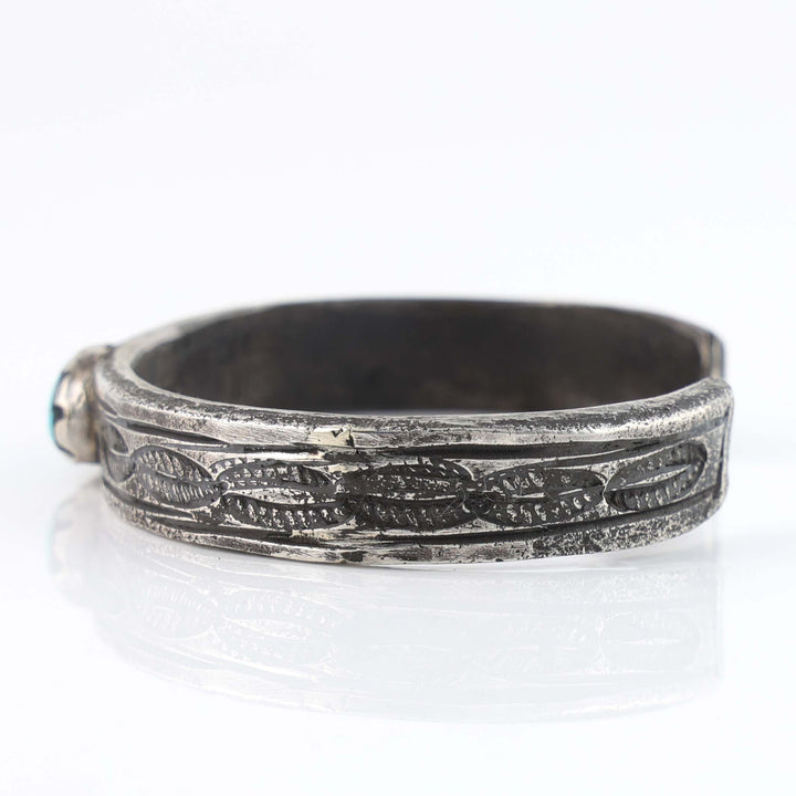 Turquoise and Coin Silver Cuff