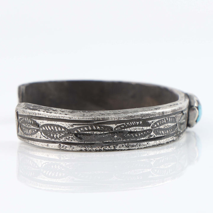 Turquoise and Coin Silver Cuff
