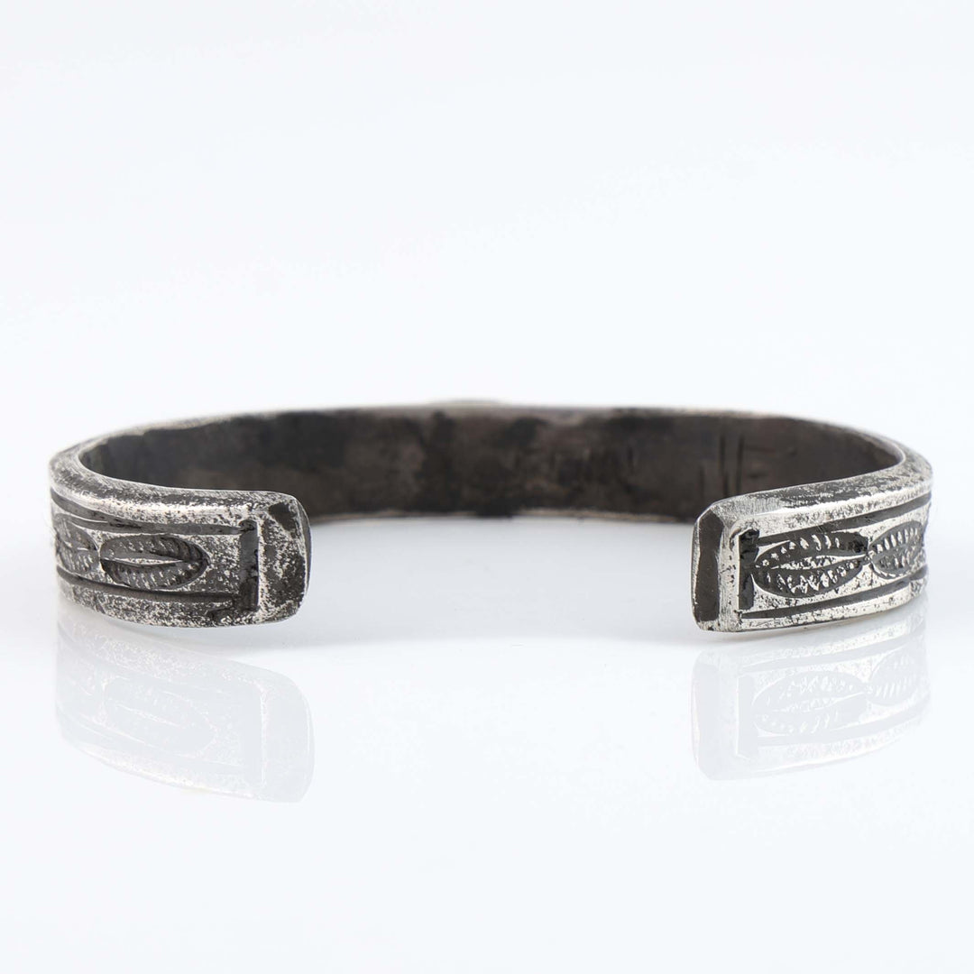 Turquoise and Coin Silver Cuff