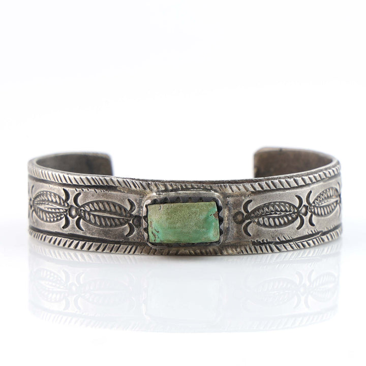 Turquoise and Coin Silver Cuff