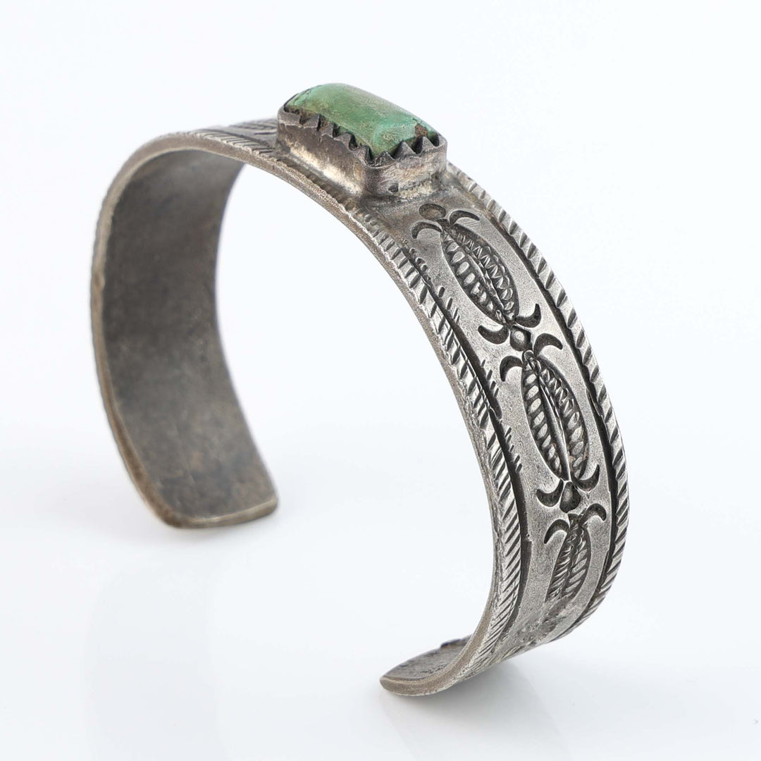 Turquoise and Coin Silver Cuff