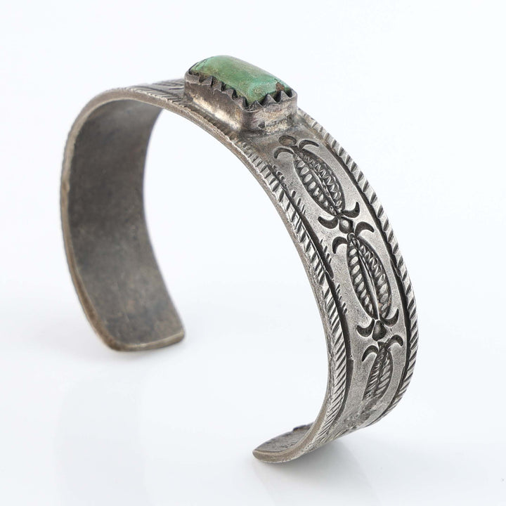 Turquoise and Coin Silver Cuff