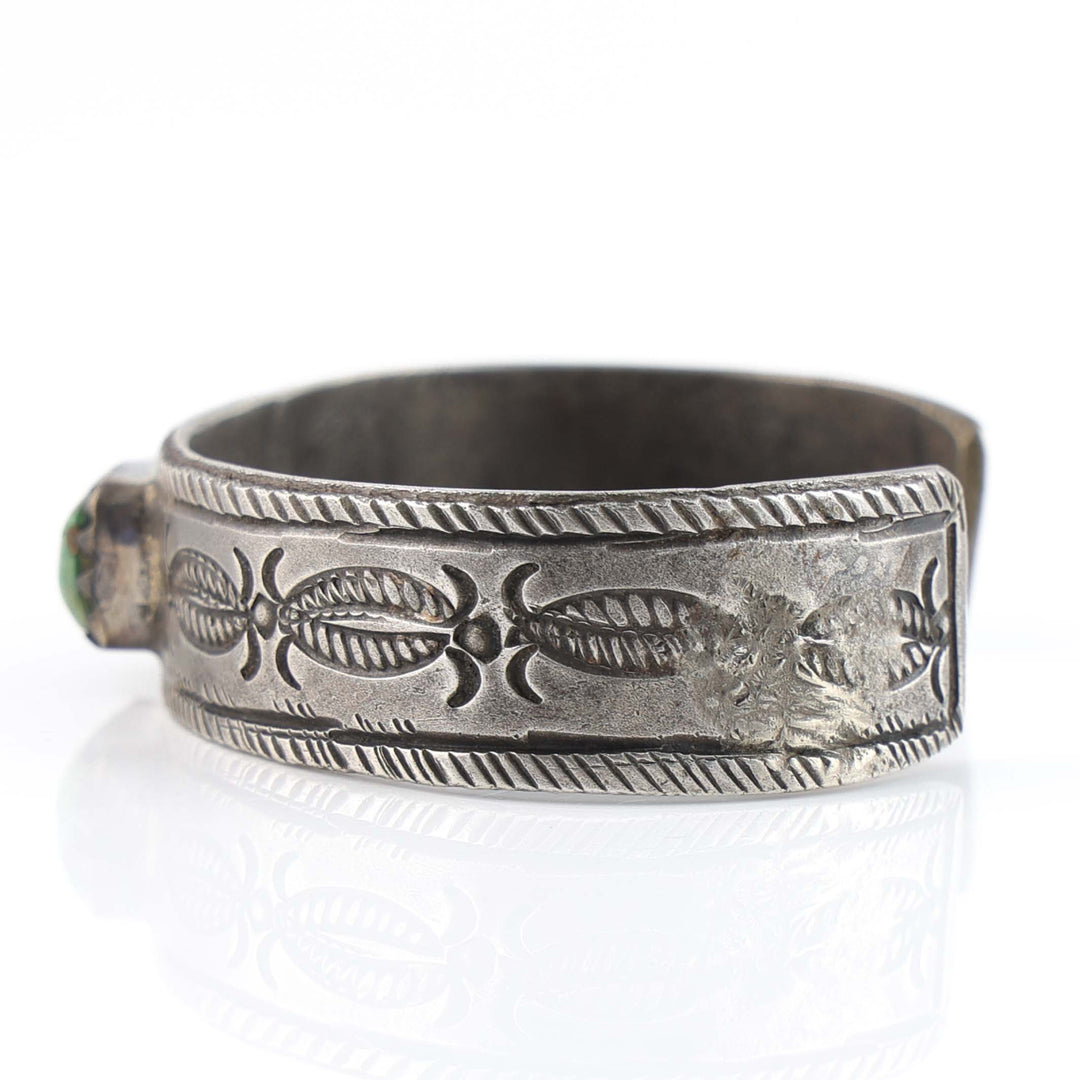 Turquoise and Coin Silver Cuff