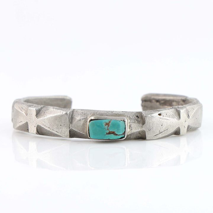 Turquoise and Coin Silver Cuff