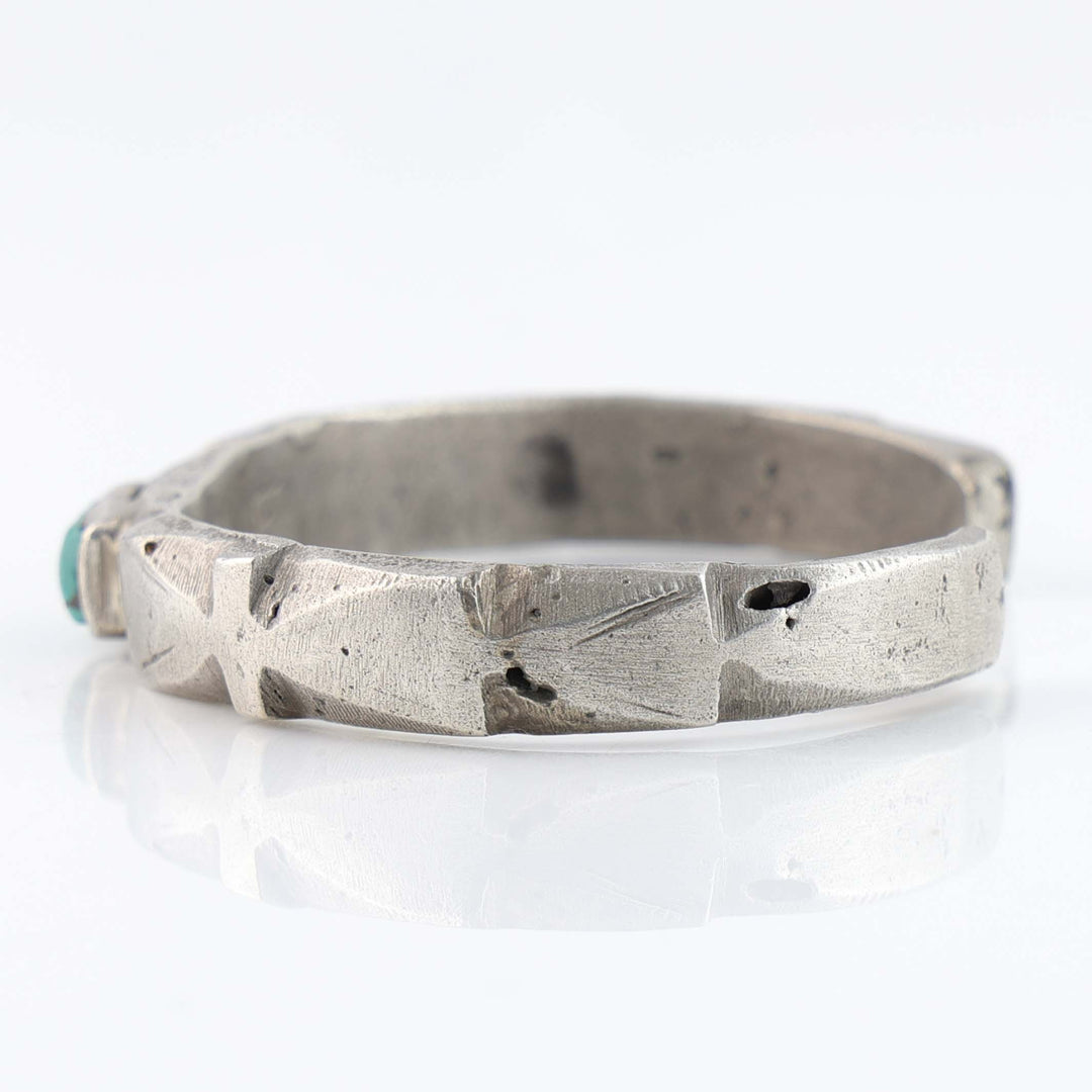 Turquoise and Coin Silver Cuff