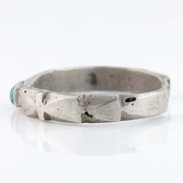 Turquoise and Coin Silver Cuff