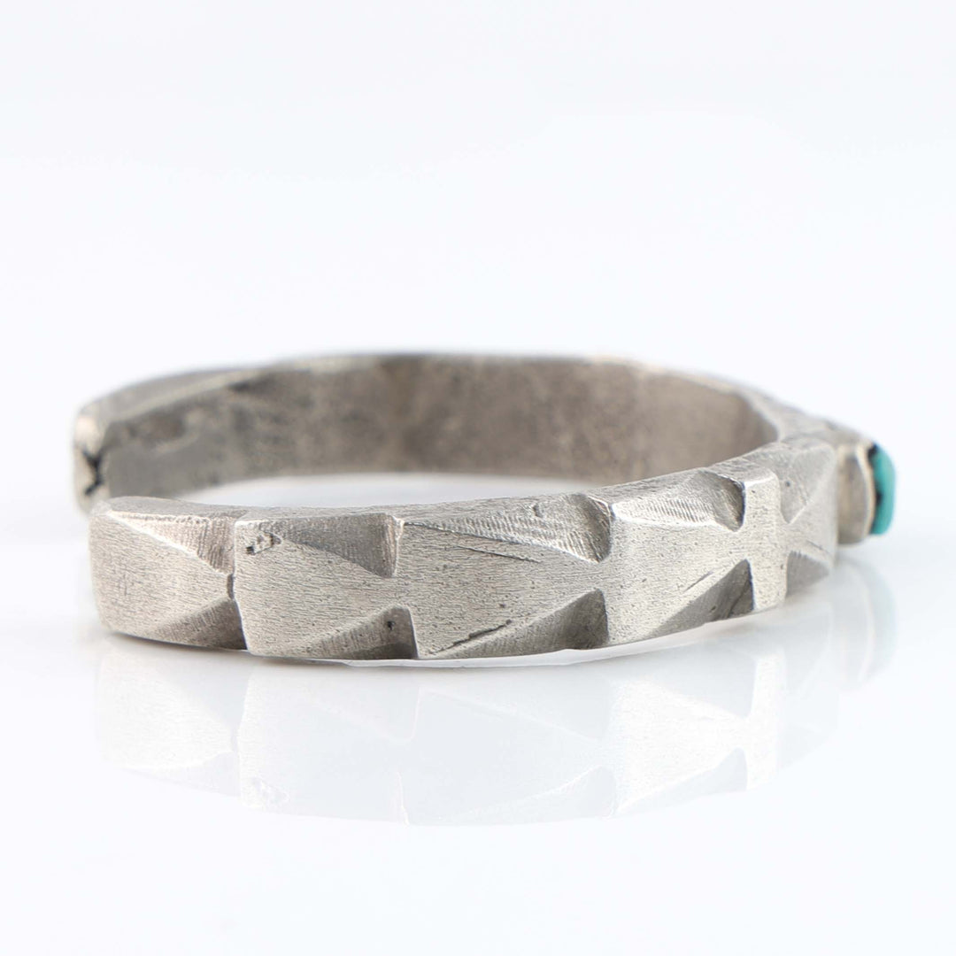 Turquoise and Coin Silver Cuff
