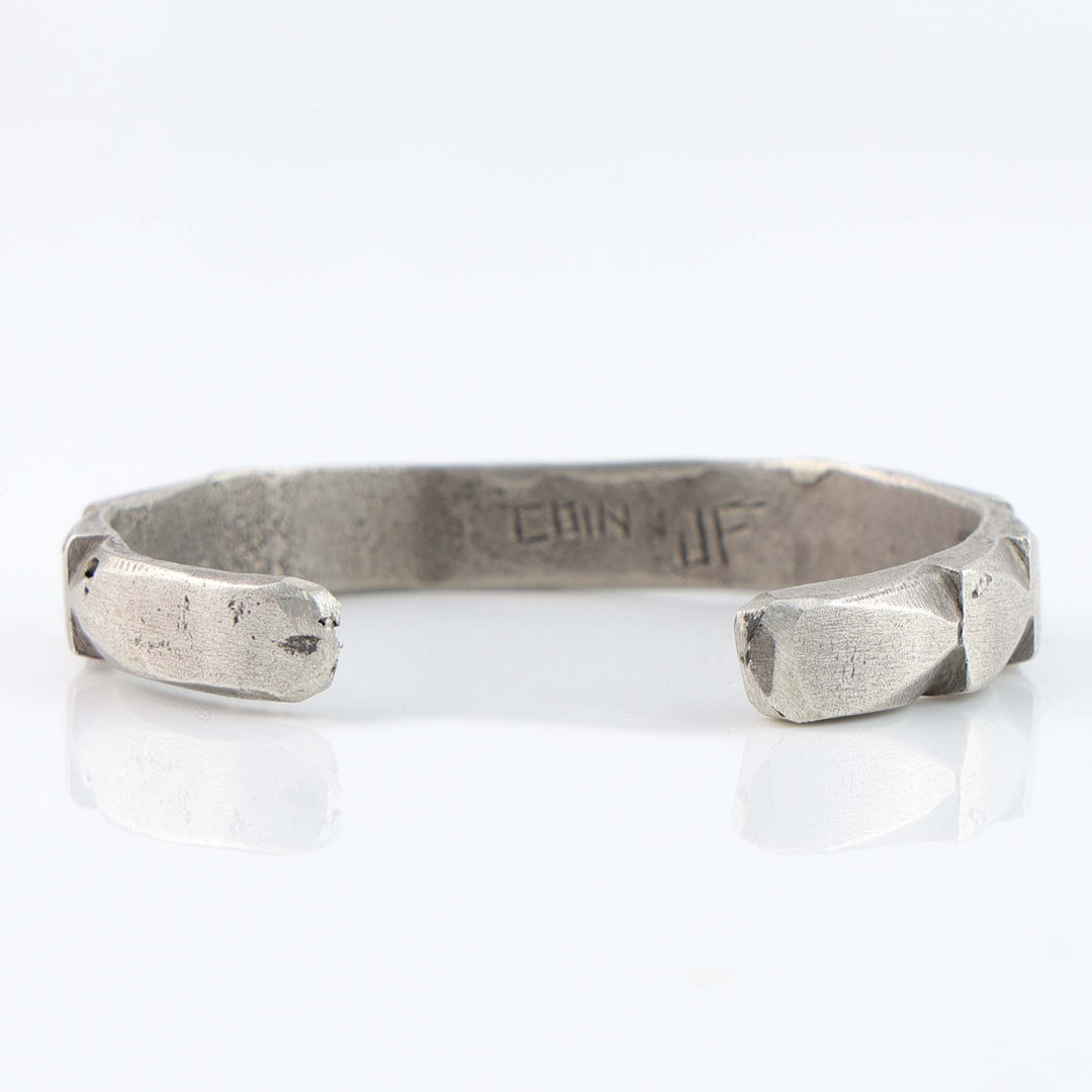 Turquoise and Coin Silver Cuff