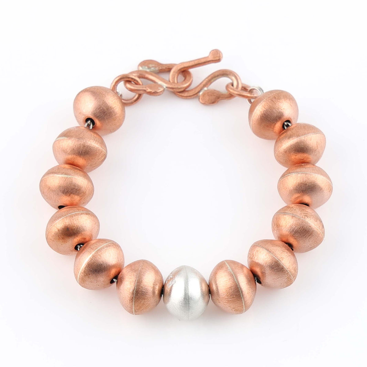 Navajo Copper and Silver Bead Bracelet by Morris Muskett