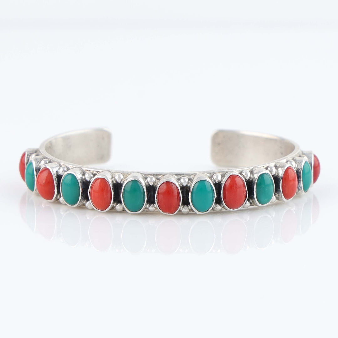 Coral and Turquoise Row Cuff
