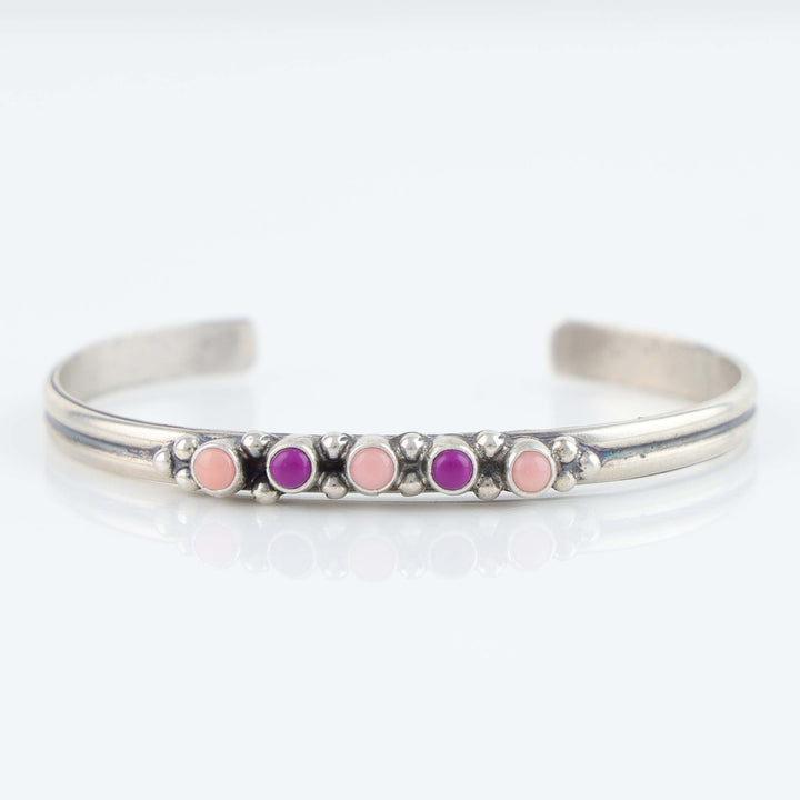 Coral and Sugilite Row Cuff