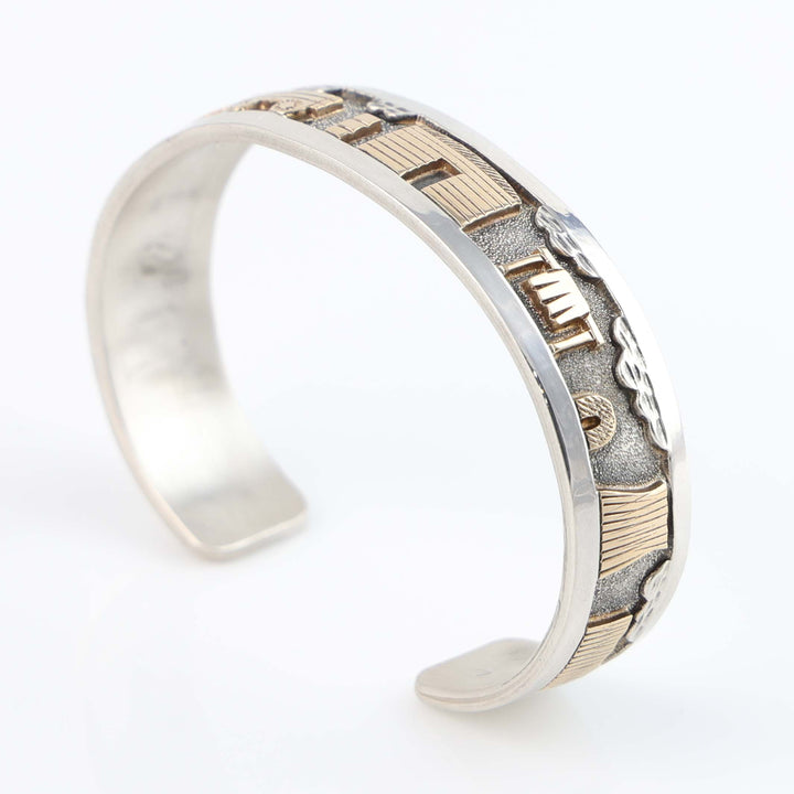 Gold on Silver Navajo Storyteller Cuff