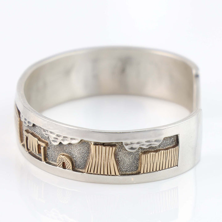Gold on Silver Navajo Storyteller Cuff