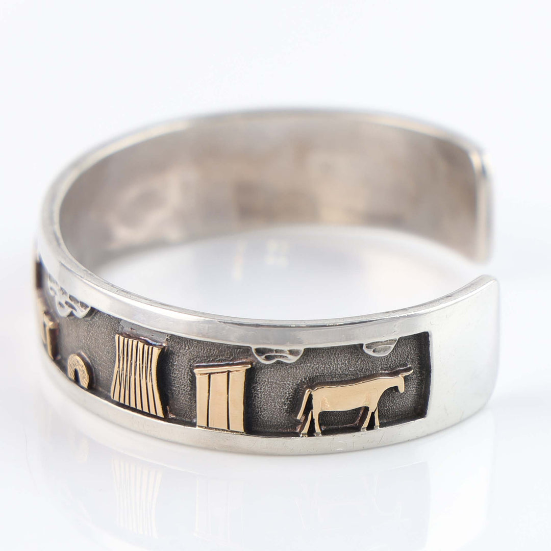 Gold on Silver Navajo Storyteller Cuff