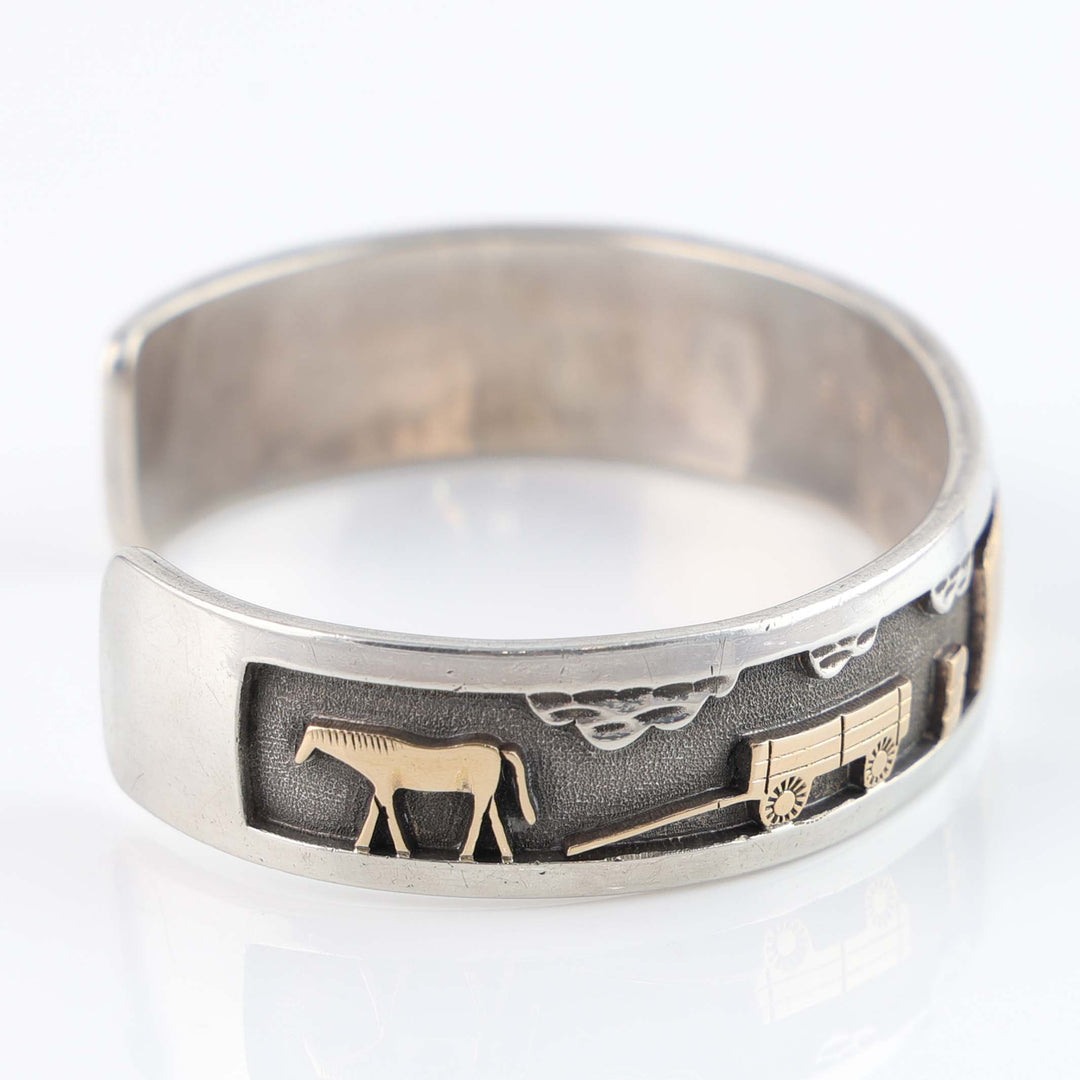 Gold on Silver Navajo Storyteller Cuff