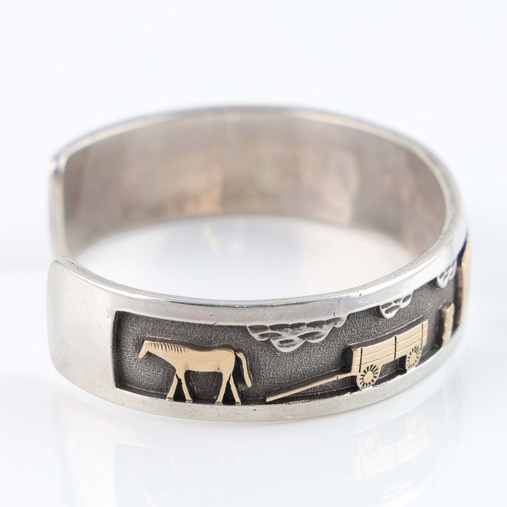 Gold on Silver Navajo Storyteller Cuff