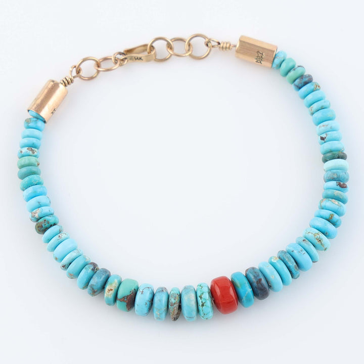 Navajo Bisbee Turquoise and Gold Bracelet