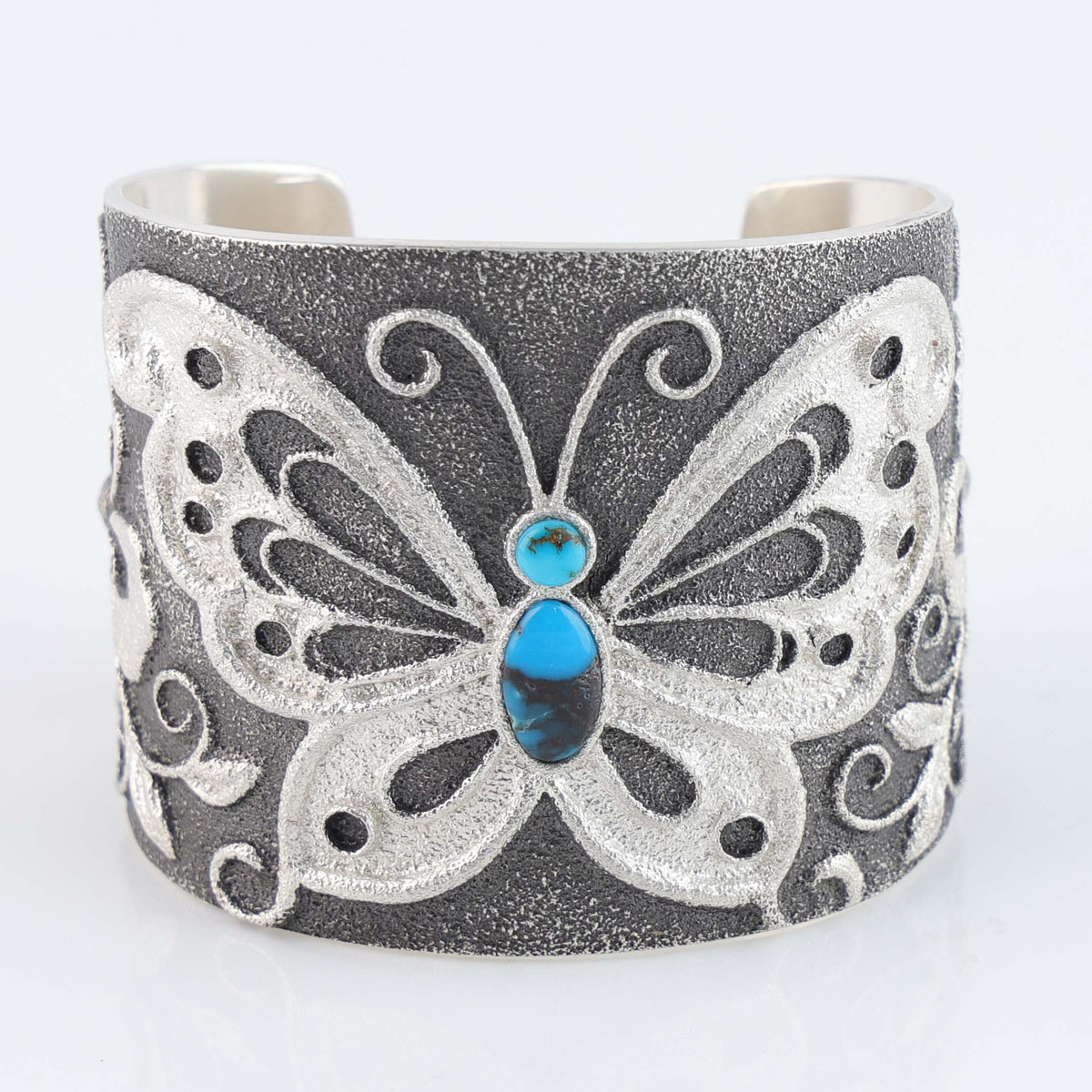 Navajo Bisbee Turquoise Butterfly Cuff by Rebecca T Begay