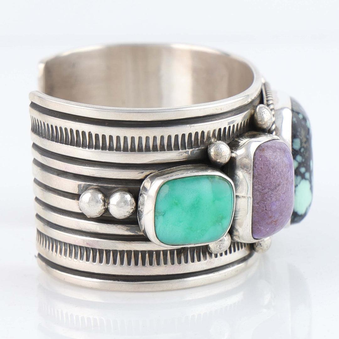 Angel Wing Turquoise, Sugilite and Chrysoprase Cuff Bracelet