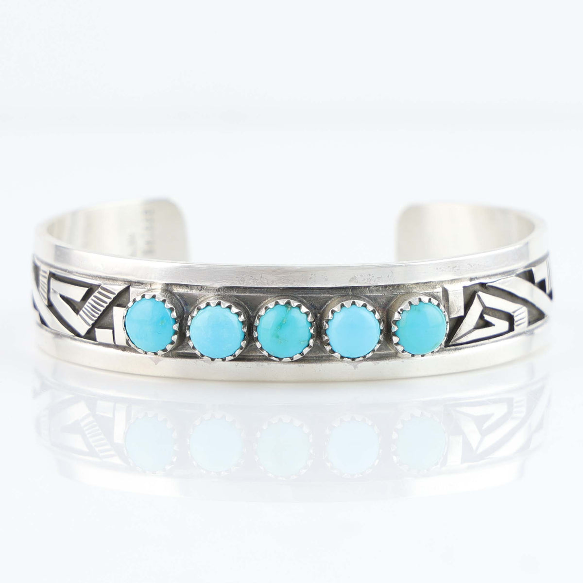 Navajo Sleeping Beauty Turquoise Cuff by Peter Nelson