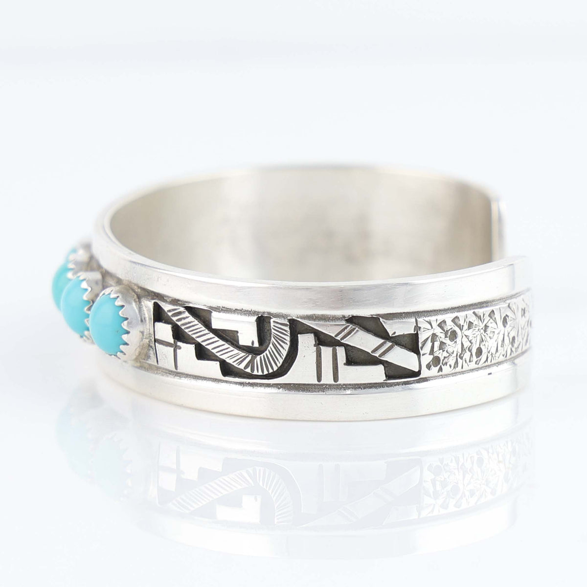 Navajo Sleeping Beauty Turquoise Cuff by Peter Nelson