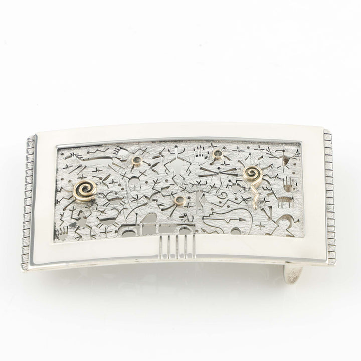 Gold on Silver Petroglyph Buckle
