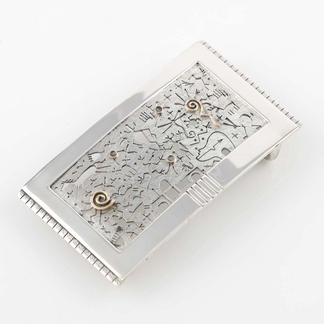 Gold on Silver Petroglyph Buckle