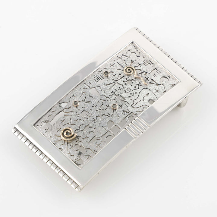 Gold on Silver Petroglyph Buckle