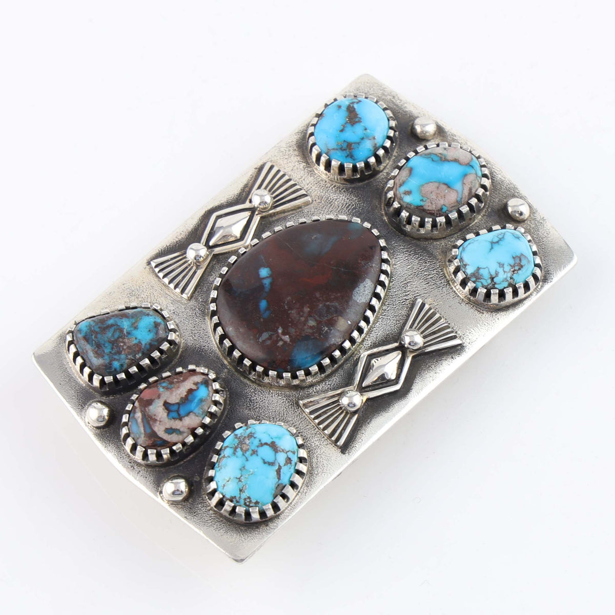 Navajo Bisbee Turquoise Buckle by Arland Ben