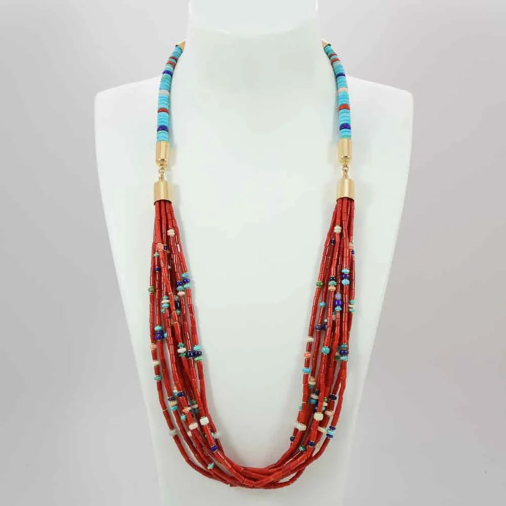Coral and Gold Necklace