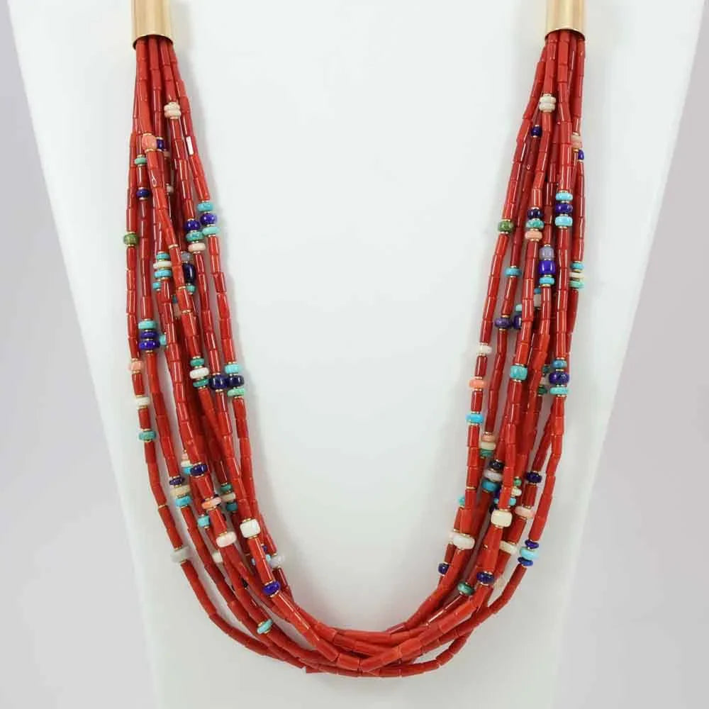 Coral and Gold Necklace