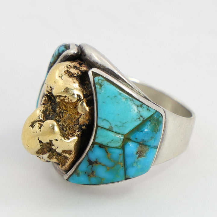 Gold Nugget and Turquoise Ring